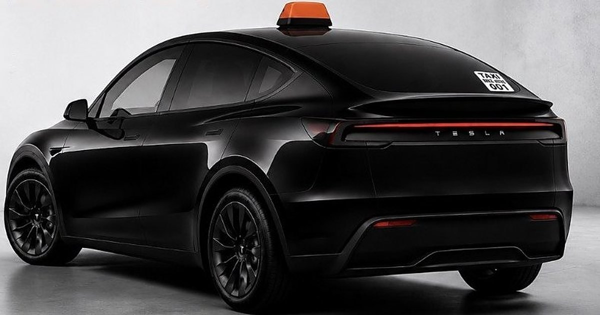Taxi relais Tesla Model Y noir équipé d'un lumineux taxi